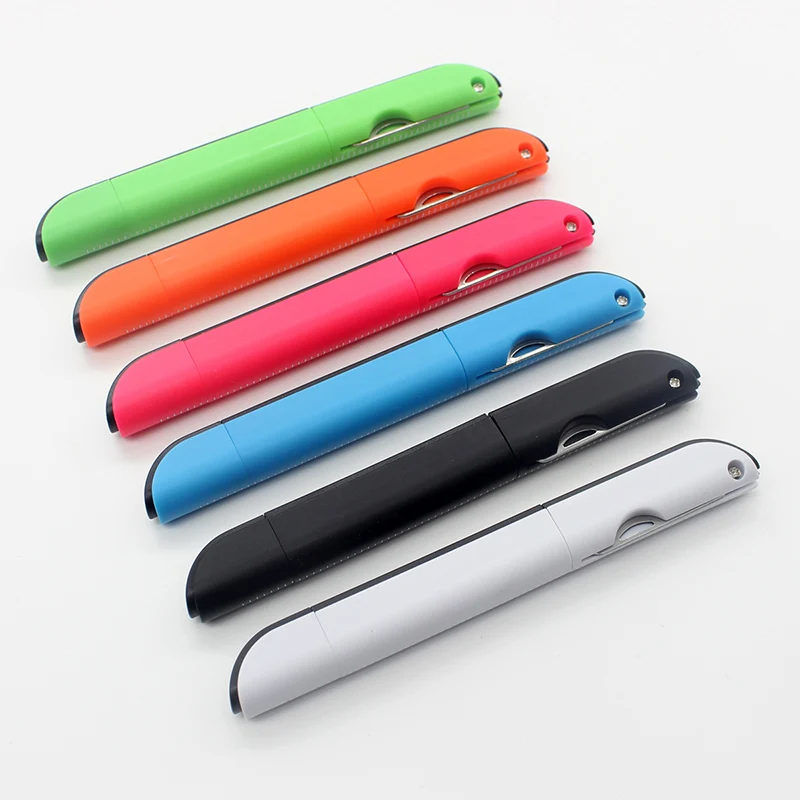 

Креативная многофункциональная шариковая ручка со складными ножницами, ножом, линейкой, карамельные цвета, ручки для письма, офисные и школ...