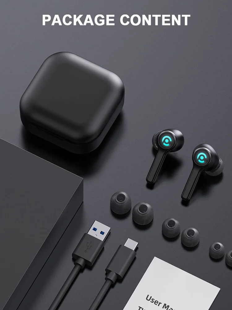 

Bluetooth 5.1 Earbuds TWS Wireless Game Touch Earphones with Mic Stereo HIFI Noise Cancelling Waterproof In Ear Headphones