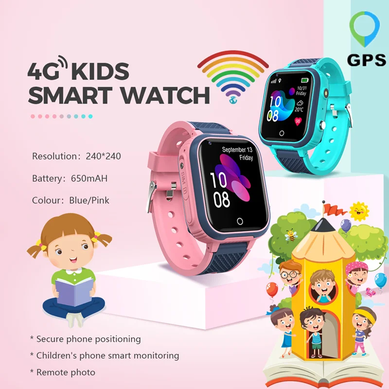 Promo Kids Smart Watch 4G+GPS+ WIFI+LBS Tracker Phone Watch Waterproof SOS Video Call For Children Anti Lost Monitor Baby Watch