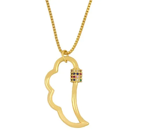 

mouse multicolor micro pave cz zircon cubic zirconia necklace copper Clavicle gold plated Snake Chain Choker Pendant fhse2
