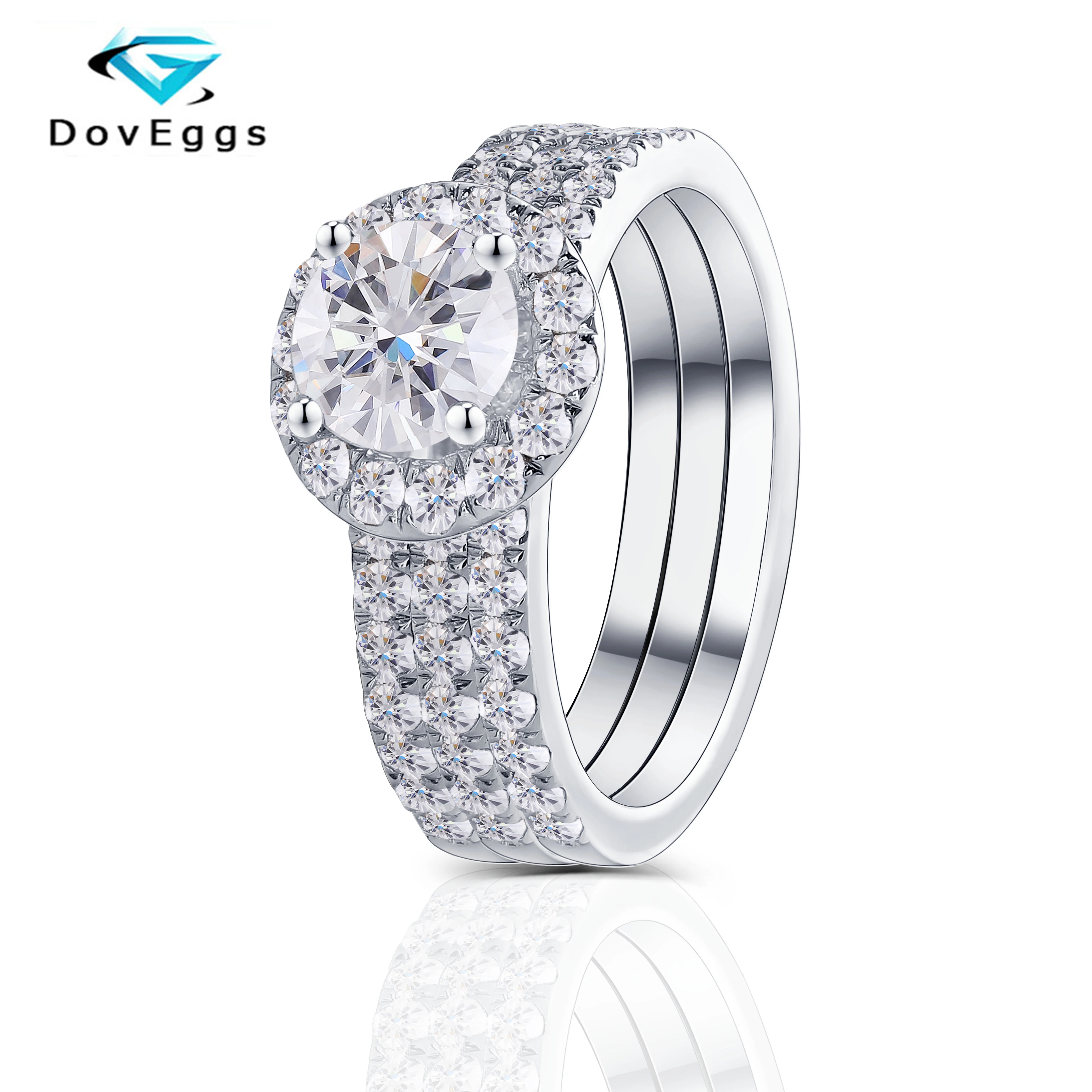 DovEggs Стерлинговое Серебро 925 пробы 2.16CTW 6 5 мм H I цвета Moissanite Halo обручальное кольцо
