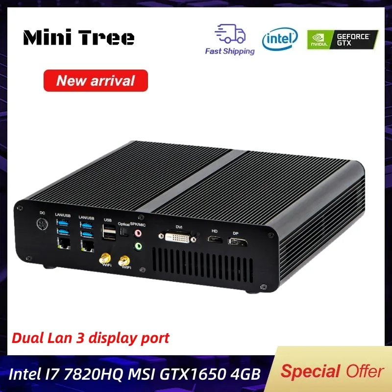 Специальное предложение мини ПК Intel Core i7 7820HK i5 7300HQ MSI GTX 1650Ti GDDR5 Windows10 Dual Lan HDMI DP DVI 4K