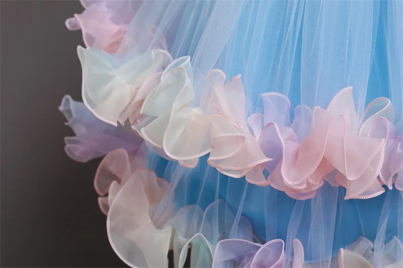 

Summer Rainbow Unicorn Flower Girl Dress Birthday Wedding Elegant Princess Dress Baby Kids Party Gown Casual Children Frocks