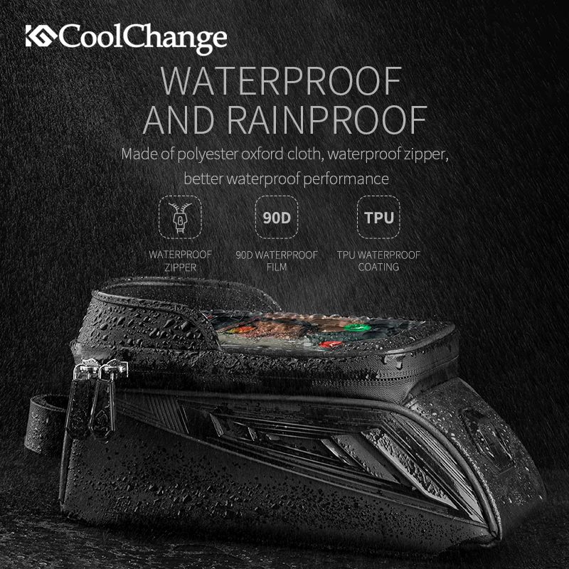 coolchange waterproof bike frame front bag touch screen top front tube cycling bag mtb sports 6 5 phone bicycle case accessories free global shipping