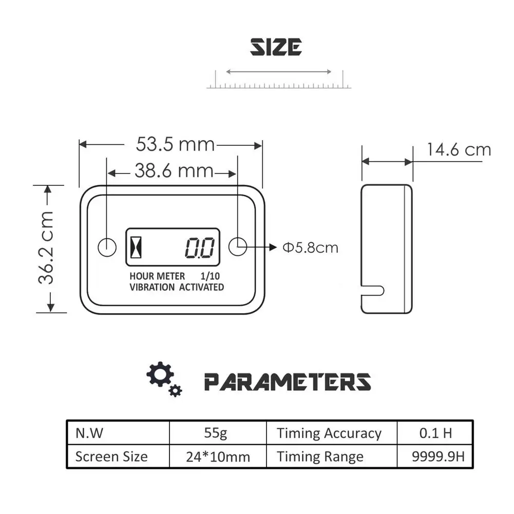 

Waterproof Digital Hour Meter LCD Display Portable Engine Gauge Hour Meter For Motorcycle/Boat Engines Counter Hour Meter Timer