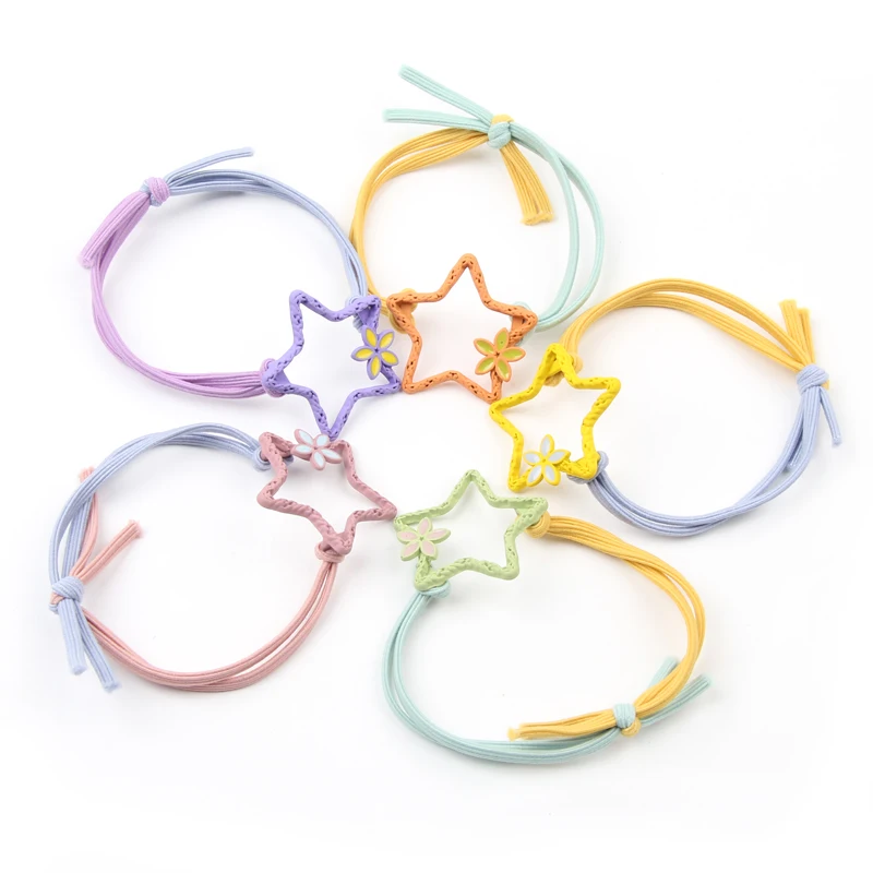 YYOUFU Woman Cute Candy Color Scrunchies Girls Star Elastic Hairband Korean Version Rubber Band Head Rope Hair Accessories | Детская