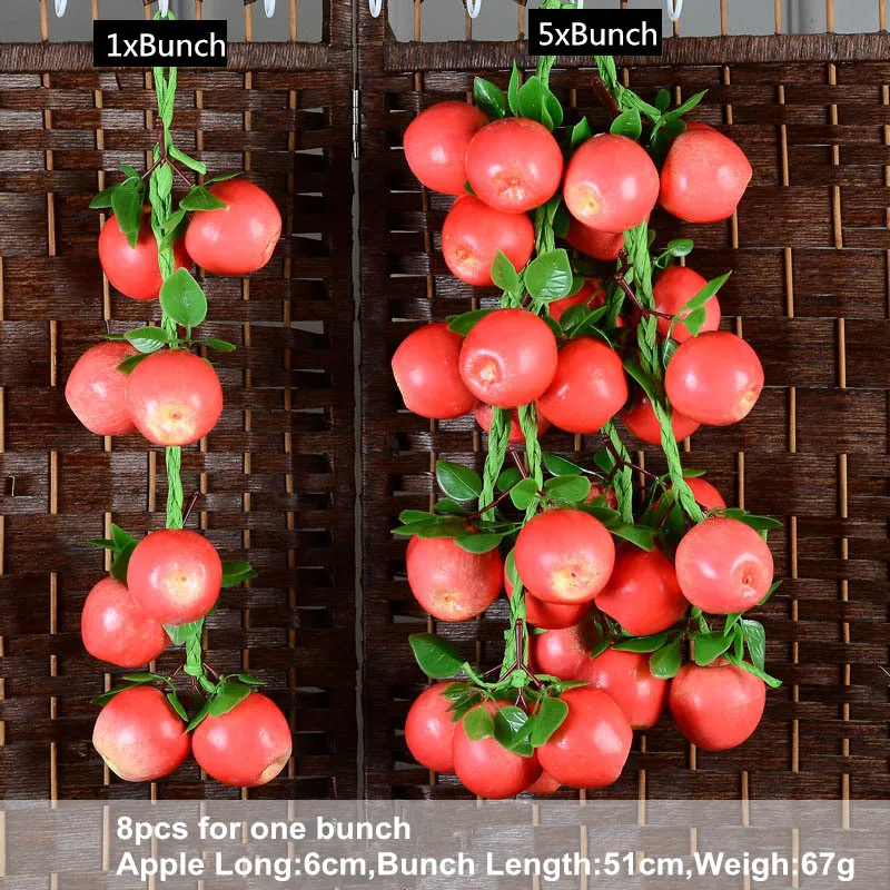 

8 Pcs/String Artificial Simulation Fruits Vegetables Fake Plastic Foam Fruit Wall Hanging Home Garden New Year Fruit Shop Decor
