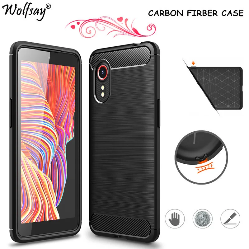 Чехол из углеродного волокна для Samsung Galaxy XCover 5 резиновый силиконовый чехол X Cover
