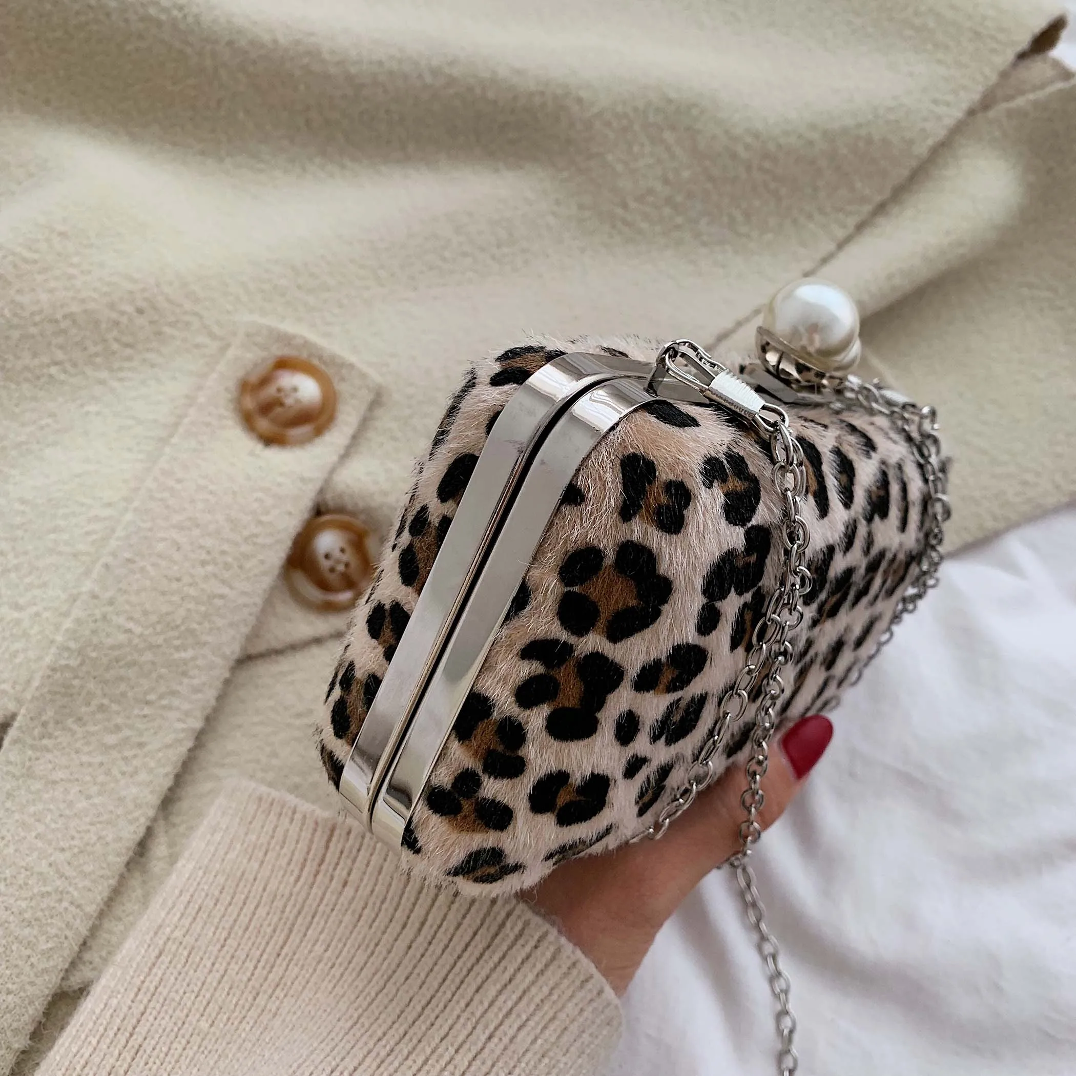 2019 зимняя обеденная сумка с леопардовым принтом Женский Банкетный Свадебный