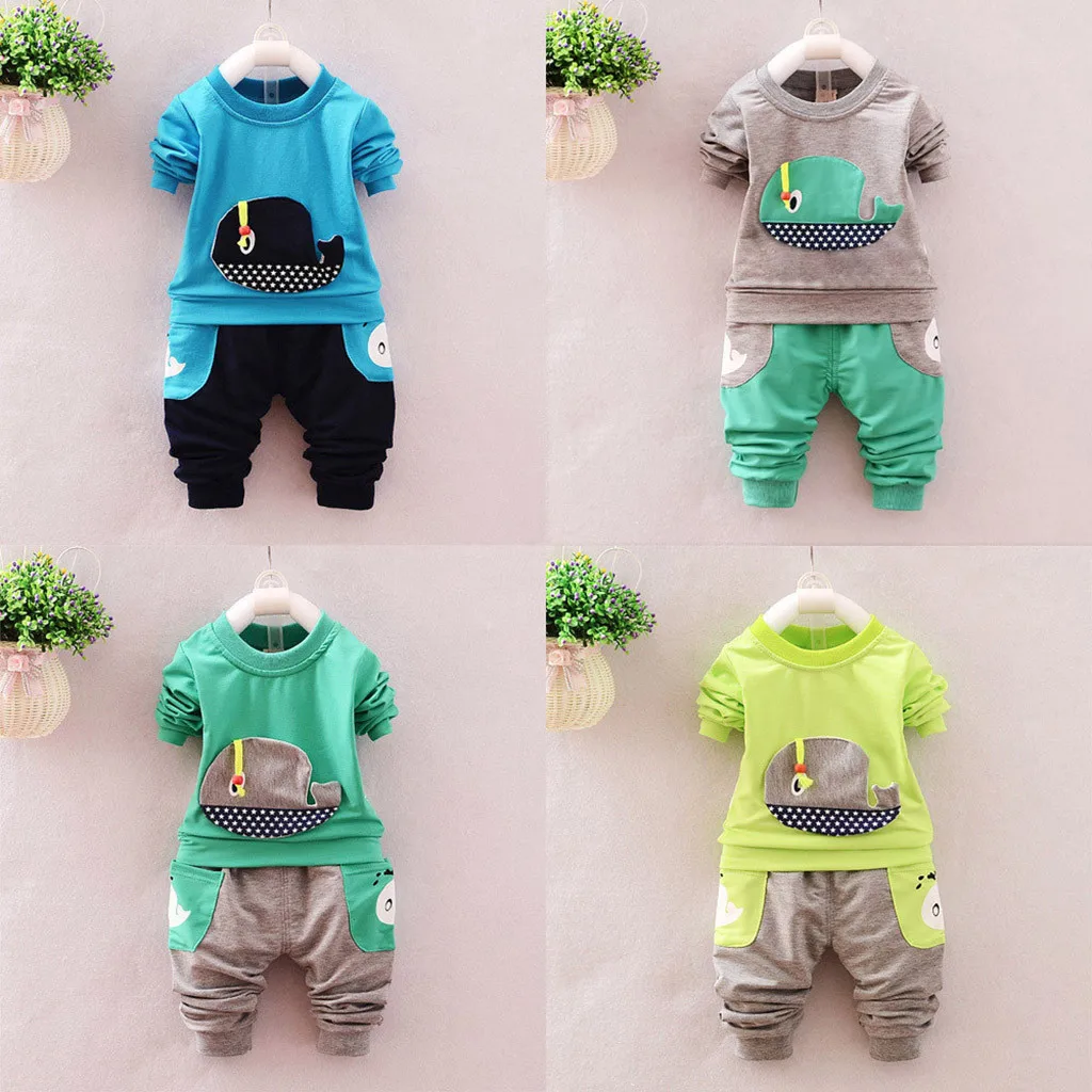 Весенне-осенние детские комплекты одежды для мальчиков и девочек Детские Топы +