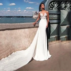 Платье свадебное со съемным шлейфом и кружевом, в стиле бохо