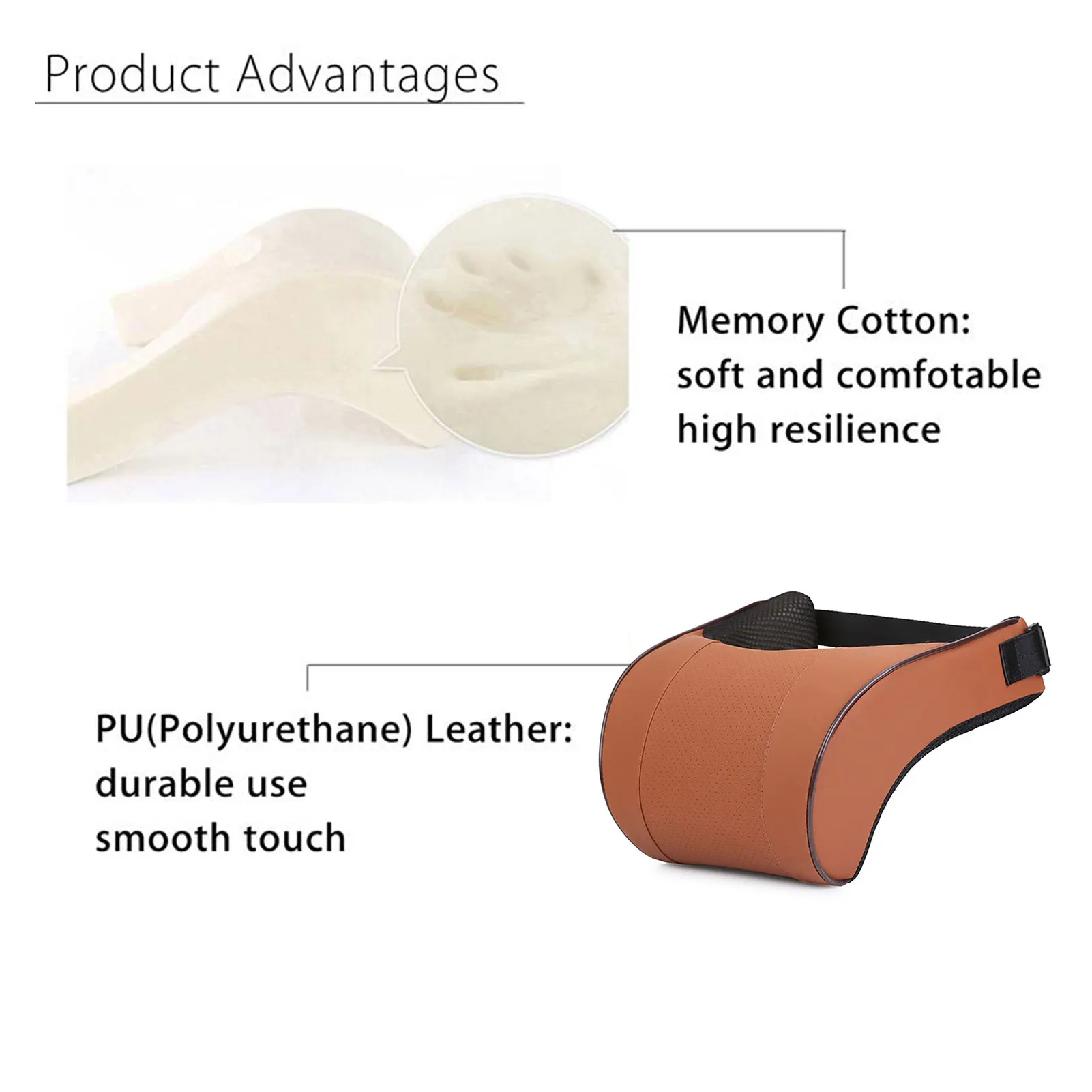 

1PCS PU Leather Auto Car Neck Pillow Leather Auto Car Neck Pillow Memory Foam Pillows Neck Rest High Quality Neck Rest Seat Pad