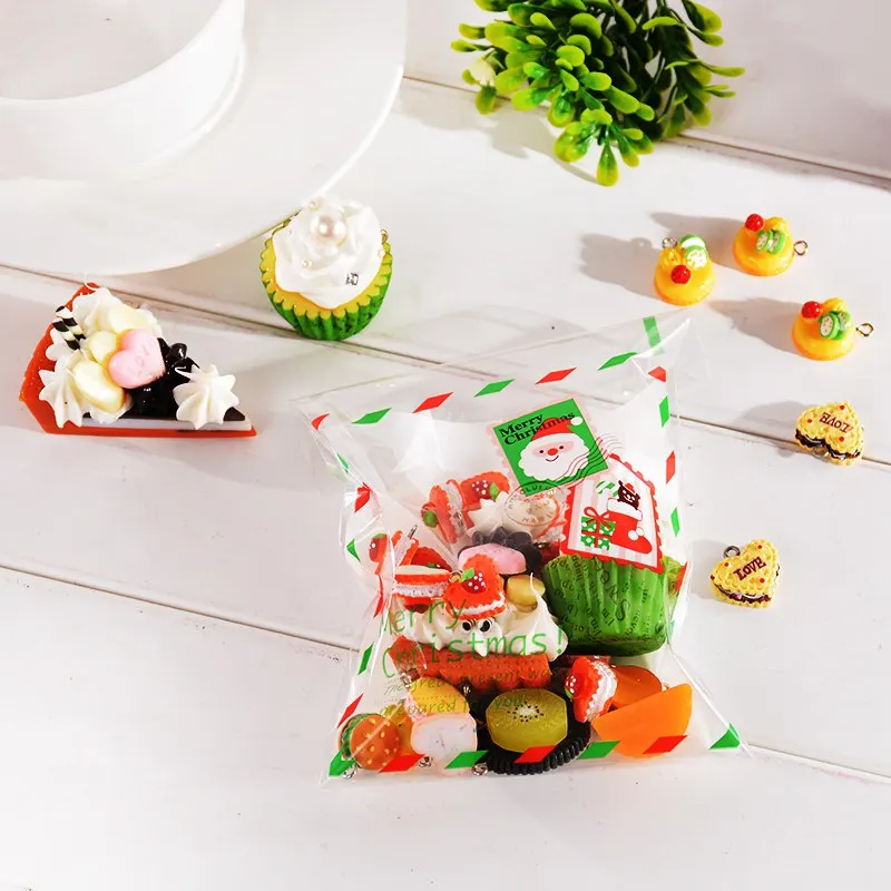 Urijk 50PCs/set Self Adhesive Candy Bag Christmas Sealing Plastic Cookies Pouches Resealable New Year Gift Bags Navidad | Дом и сад