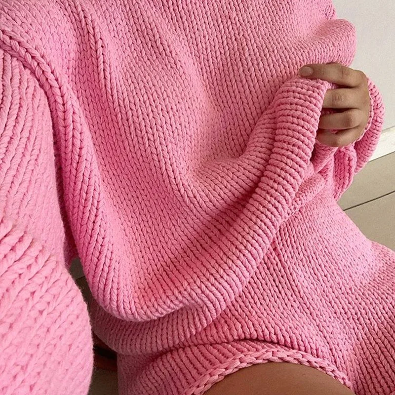 Женский трикотажный комплект одежды повседневный теплый пуловер с длинным