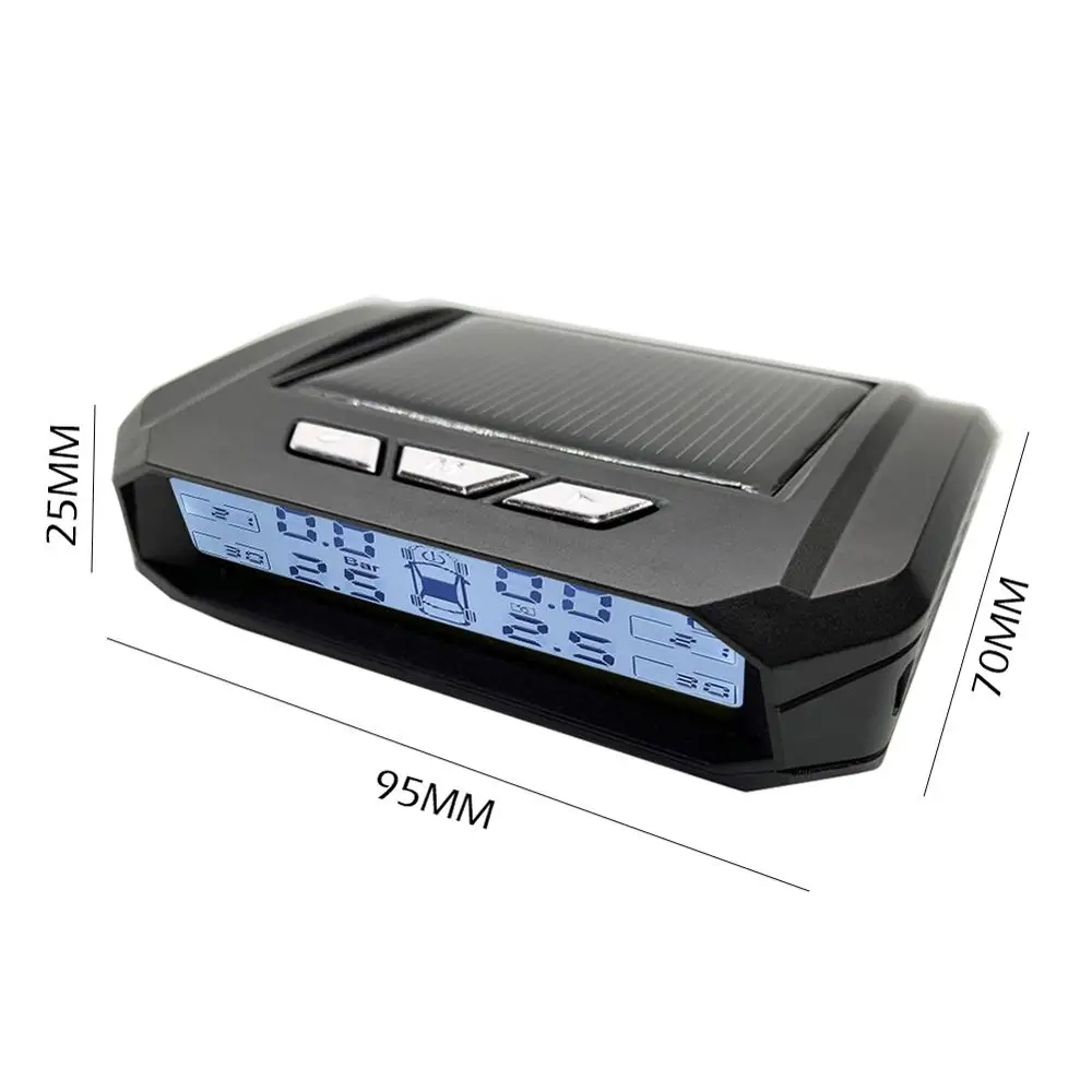 

VODOOL TPMS Wireless Tire Pressure Monitoring System Solar LCD Display with 4 External Sensor Tire Pressure Alarm Systems