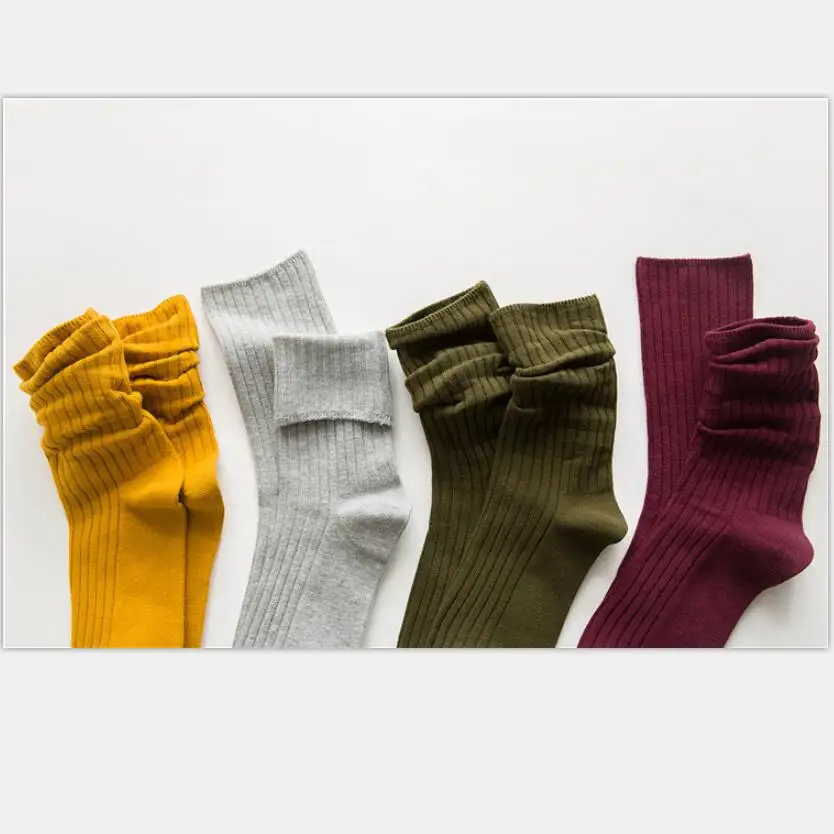Thick Cotton Crew Socks for Women  6 Pairs/Lot Ribbed Knit Warm Winter Socks Black Mustard Wine Ivory Ankle Socks