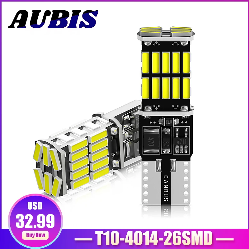 

50PCS For Car Aluminium T10 4014 26 SMD Led W5W 194 6000K Light Side Marker Bulbs Auto Interior Reading Lamp 12V DC