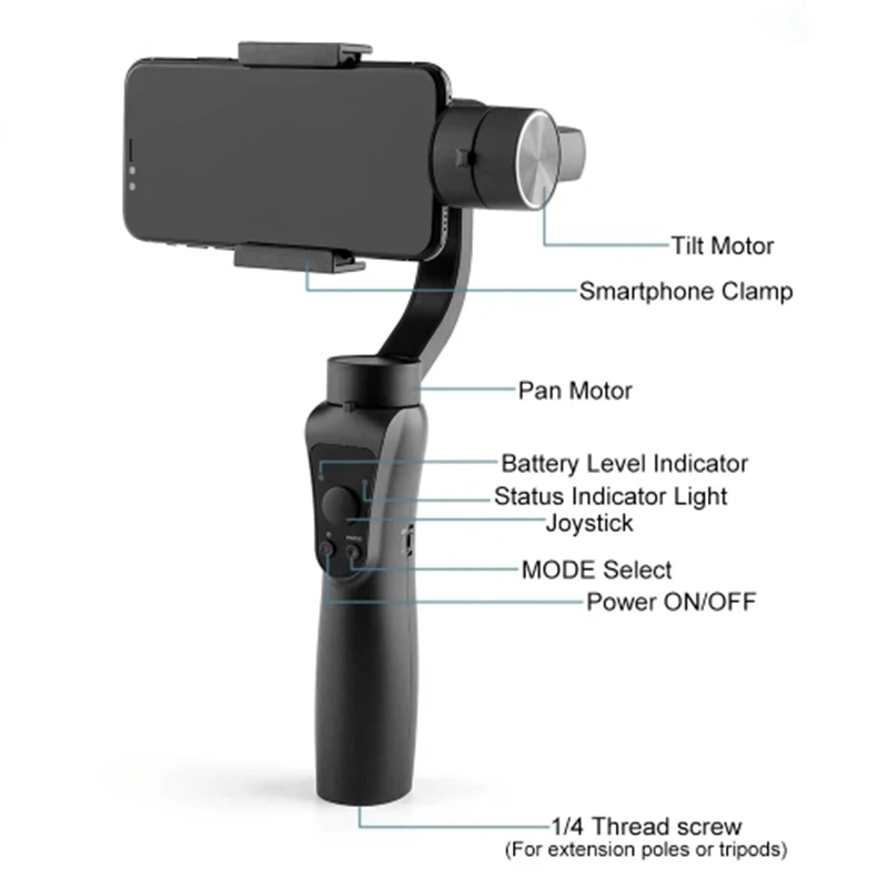3-осевой ручной Gimbal ж/штатив лоток стабилизатор селфи палка для смартфона Gopro 3/4/5/6