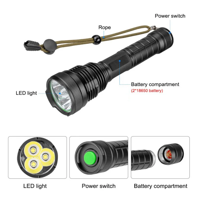 Сверхъяркая светодиодная вспышка P50 3 шт. Тактический Ручной Светильник на 18650