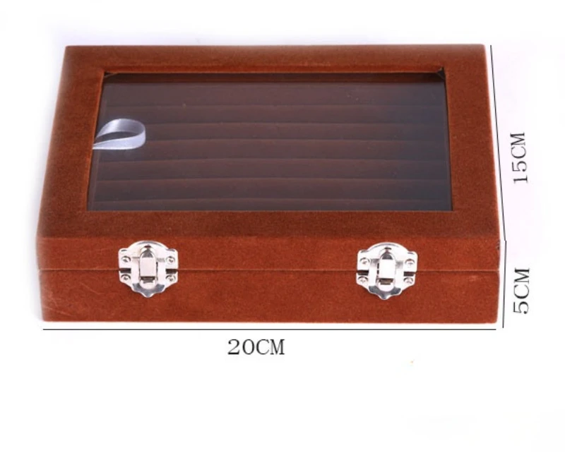 

1pc Ring Necklace Jewelry Display Storage Box with Cover Wooden Solid Color Jewelry Rack