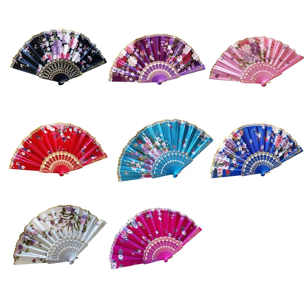 8 цветов летний пластиковый узор с Сакурой складной ручной вентилятор китайский