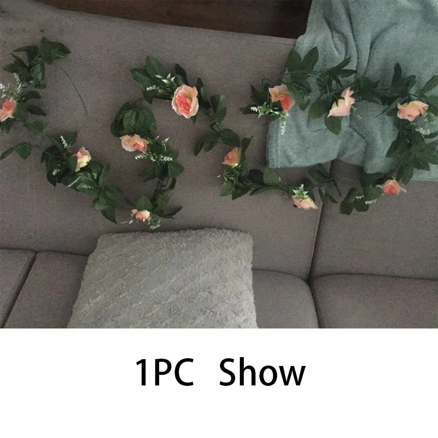 

silk artificial rose vine hanging flowers for wall decoration rattan fake plants leaves garland romantic wedding home decoration