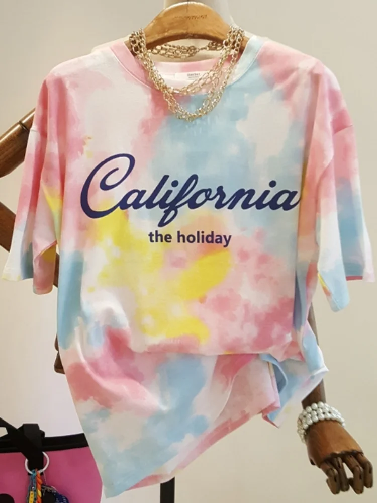 

Anime Califonia Letter Print T-Shirt Women Casual Brand Top 2021 Summer Short Sleeve Loose Soft Womens Tshirt Hot sale