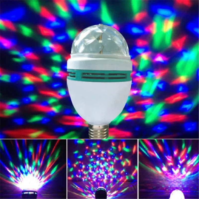 

Birthday Party E27 Colorful Auto Rotating RGB LED Stage Light Effect Disco Lamp Crystal Magic Ball Club Bulb DJ AC 85-265V