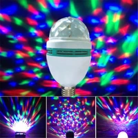birthday party e27 colorful auto rotating rgb led stage light effect disco lamp crystal magic ball club bulb dj ac 85 265v