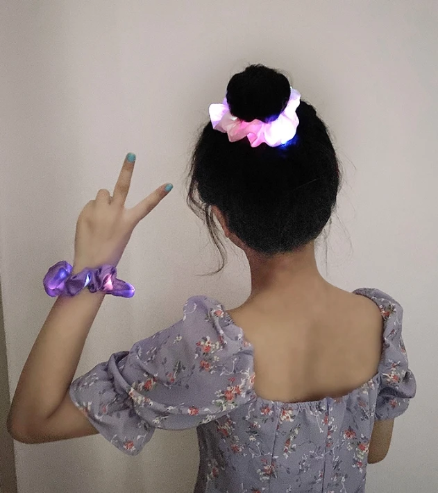 

LED Luminous Hair Ring Hair Rope Color Light Luminous Headwear
