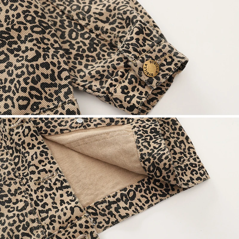 VearDoller/пальто с леопардовым принтом для девочек Новинка года, модный детский топ с длинными рукавами, осенняя джинсовая куртка с длинными рукавами для девочек от 3 до 12 лет