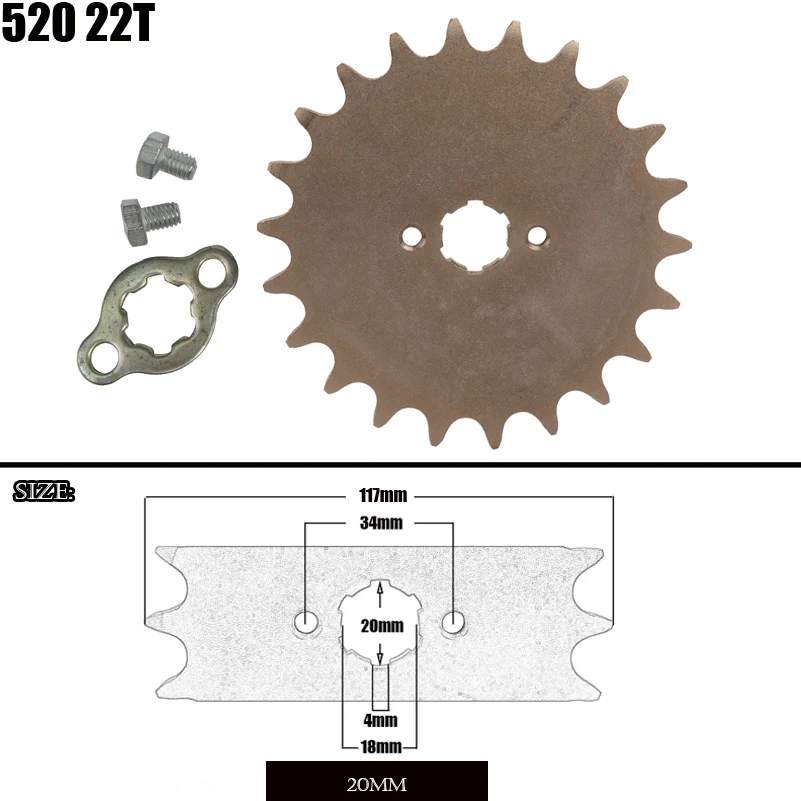 

Motorcycle 520 22T Tooth 20mm ID Front Engine Sprocket fit Pit Bike ATV part