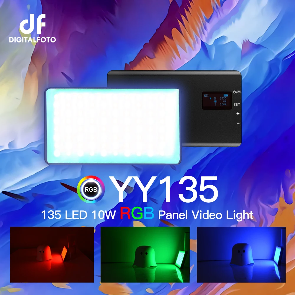 

DigitalFoto YY135 RGB Pocket LED Panel Light 2500-8500K Alloy Shell Builtin Battery for vlogging video DSLR YouTube live stream