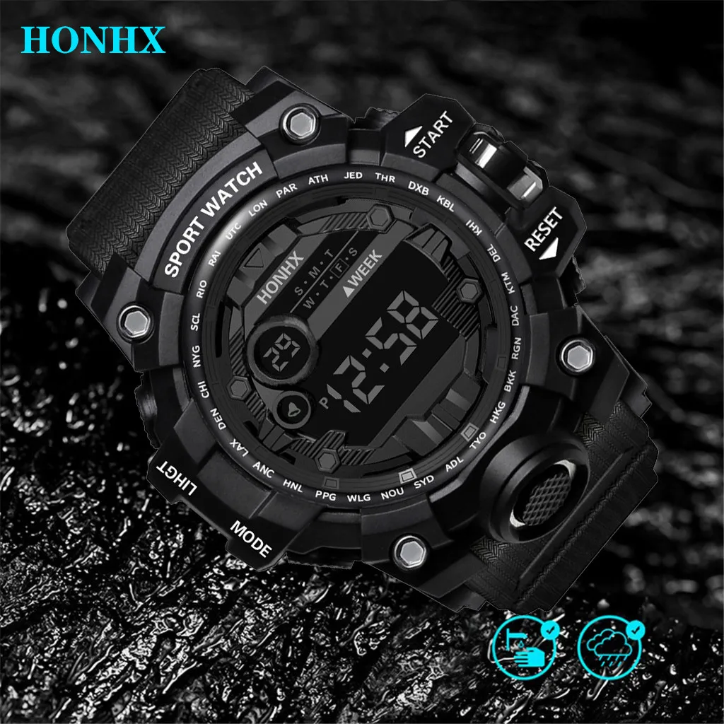 

HONHX Men Luxury Sport Wristwatch Mens Function Waterproof Watches LED Digital Quartz Wrist Watch For Man Gift Reloj Hombre