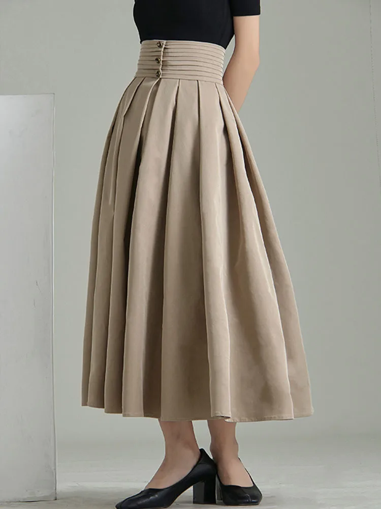 LANMREM Женская юбка абрикосового цвета 2023 ВЕСНА Новинка Высокая талия