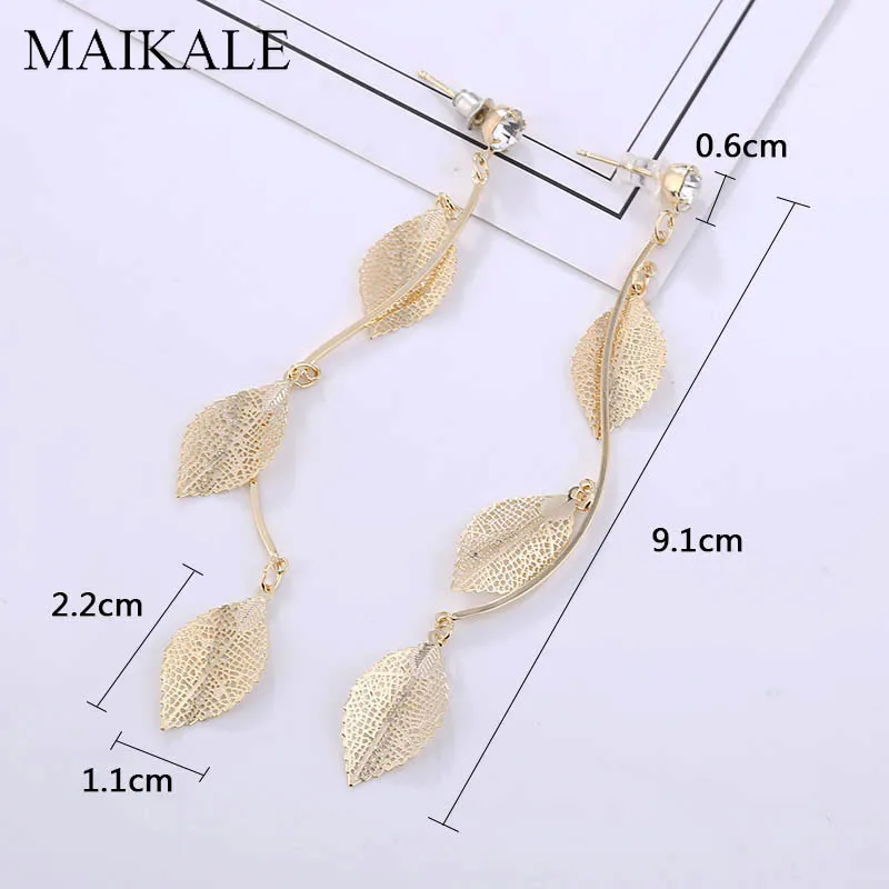 Женские длинные серьги-подвески MAIKALE трендовые металлические серьги золотого