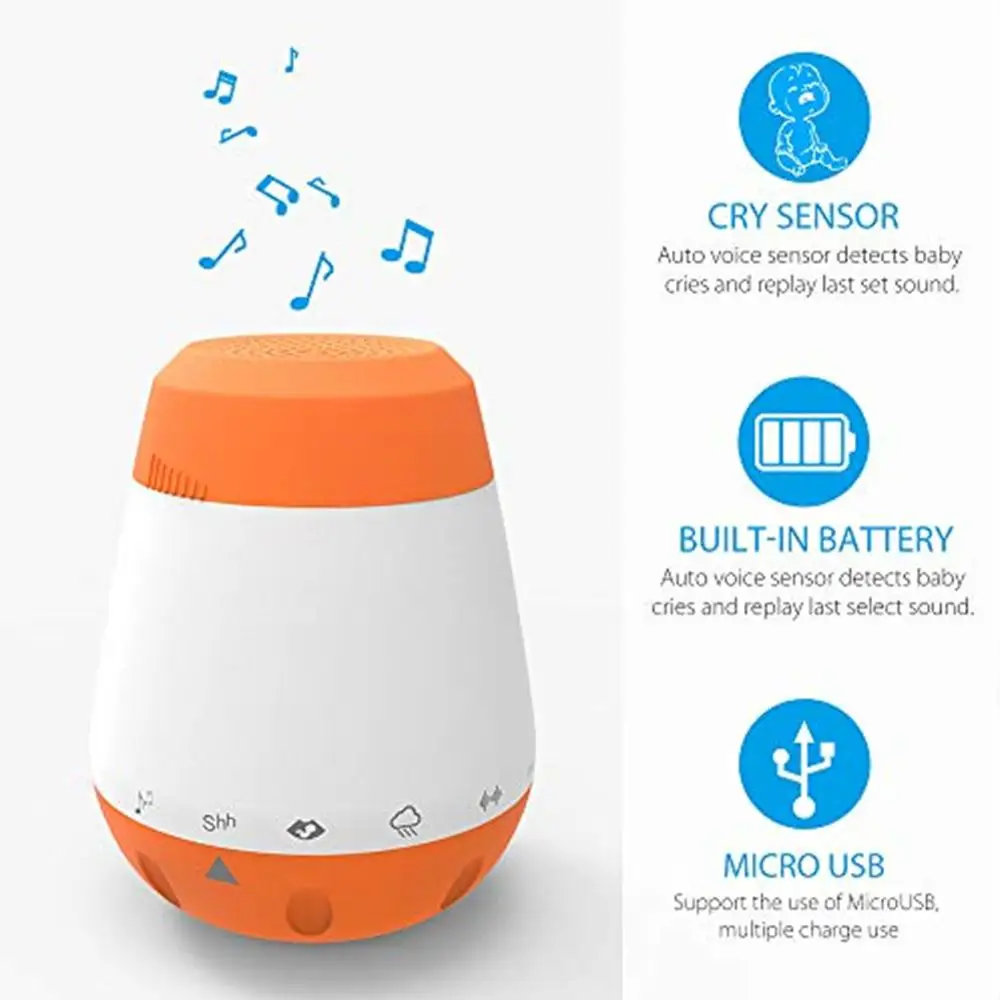 Детская терапевтическая звуковая машина портативная пустышка для сна с белым