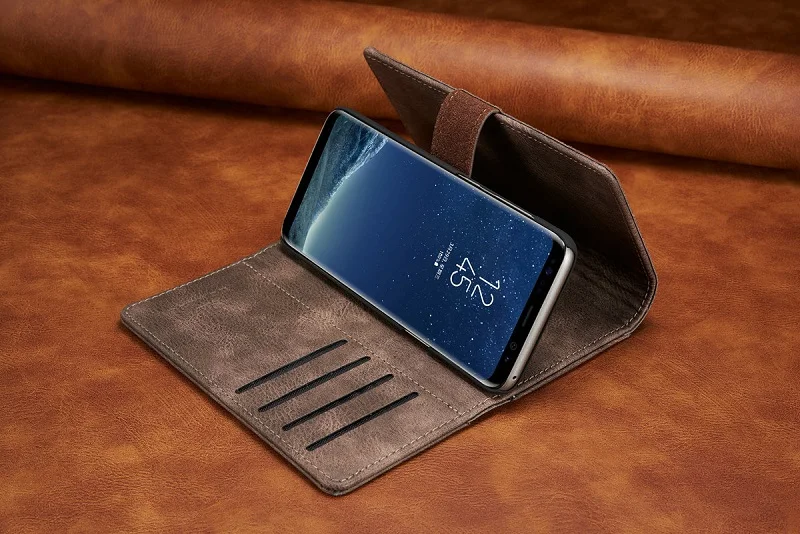 Для samsung S8 S9 S10 S7 edge S10e Чехол-книжка двойной складной кошелек Магнитный чехол для samsung Note 8 9 10 Plus ретро кожаный чехол