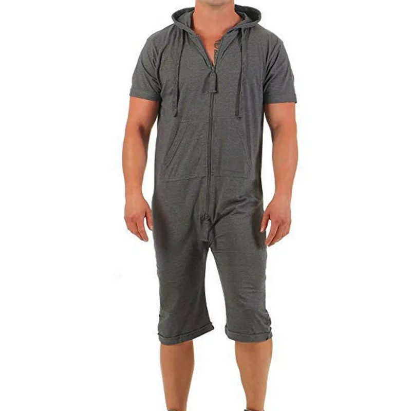 2020 мужской комбинезон цельная одежда Пижама для мужчин Летний на молнии с