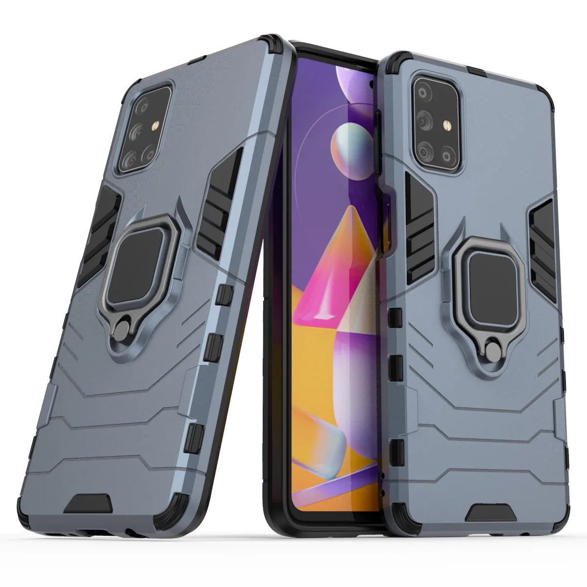 

for Samsung Galaxy M31s Case, Samsung M51 Case Hard PC Soft TPU Hybrid Rugged Magnetic Back Cover Armor Shockproof Ring Holder