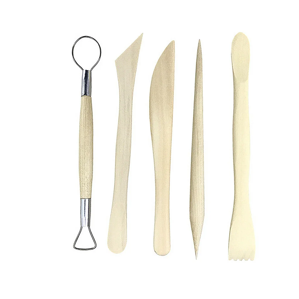 24 Pcs/set Pottery DIY Tool Set Clay Sculpting Ceramic Wooden Handle Shaping Modeling Kit | Дом и сад