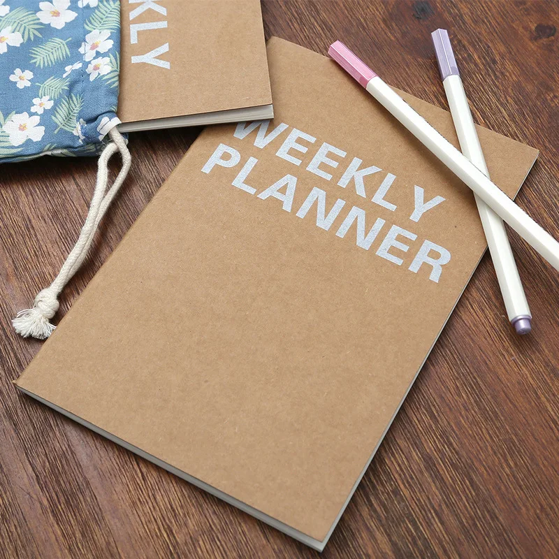 Weekly Planner A5 Kraft Paper 64 pages Notebook time manager Diary Office&ampSchool supplies | Канцтовары для офиса и дома