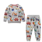 Комплекты одежды для мальчиков, толстовка с длинным рукавом и принтом экскаватор Ракета, хлопковые брюки, комплекты одежды с принтом машинки