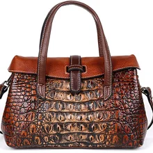 2020 ins Handmade Embossing Genuine Leather Luxury Handbags Women messenger Bags with large capacity  Shoulder&Crossbody Bags