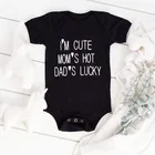 I'm Cute Mom's Горячая Dad's Lucky принт для новорожденных одежда для малышей Летняя хлопковая одежда, 12 месяцев для маленьких девочек Одежда для девочек милый боди на возраст от 0 до 24 месяцев