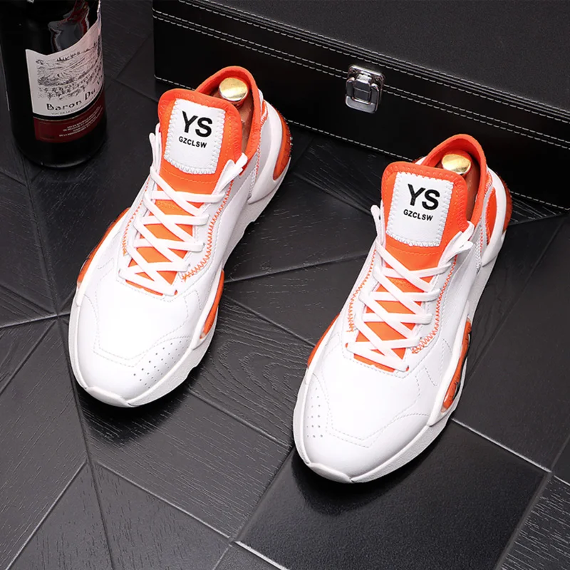 

Luxury Men's Sports Sneakers 2022 Patchwork Causal Flats Lace Up Platform Shoes Walking Zapatillas Hombre