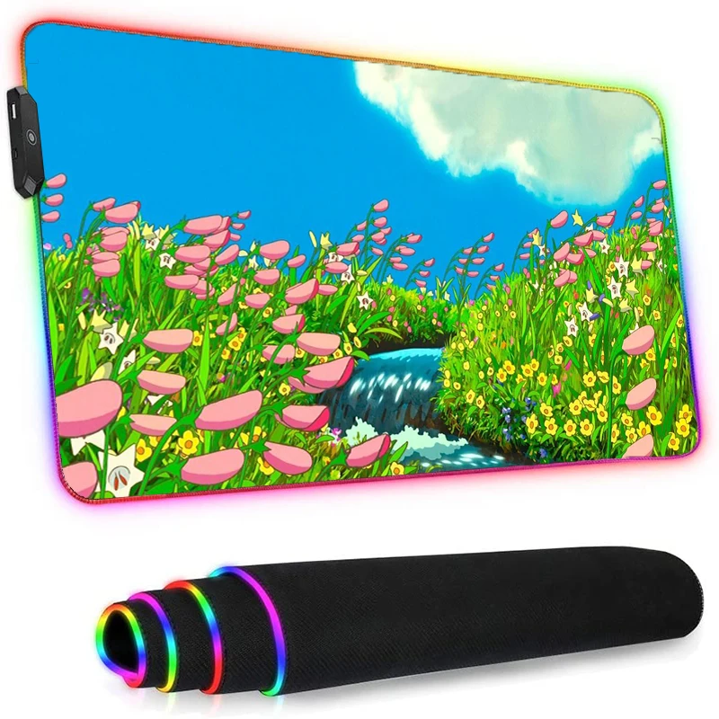 

Mouse Pad Rgb Anime Rug Desks CuteGenshin Impact Laptops Valorant Gaming Accessories Pc Gamer Keyboard Wrist Rest Stitch Rubber