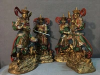 16tibet buddhism temple old bronze painted four heavenly kings buddha four guardians good weather and good weather