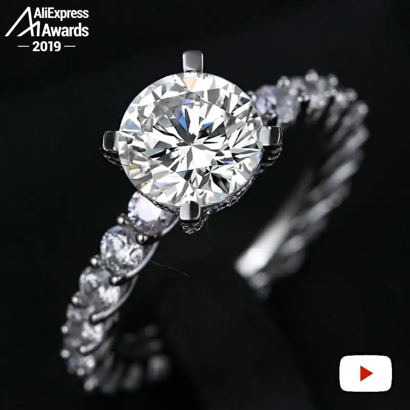 9*9 мм кольцо с бриллиантами круглой огранки не поддельное серебро 925 пробы