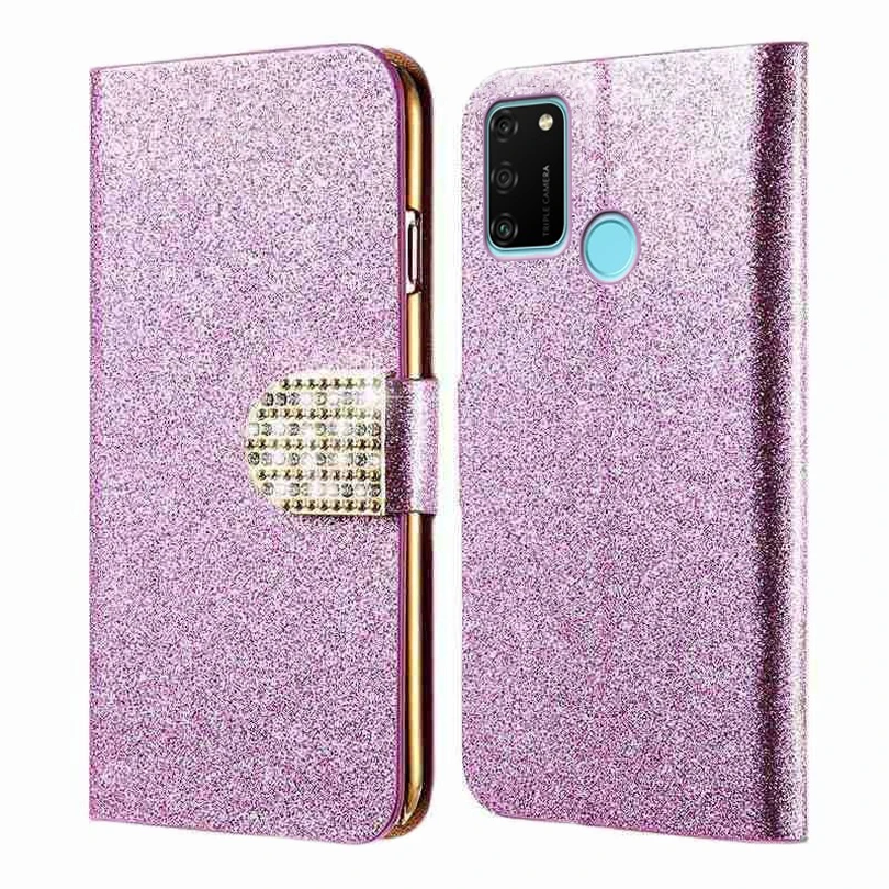 

Cover for Honor 9A Case Flip Leather Phone Cases Cover For carcasa para Huawei Honor 9 A MOA-LX9N Wallet Case Glitter honor9a a9